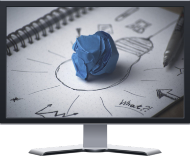 Display mit Logoideen & Stift